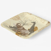 Geelgouden bladeren, olifant, giraf papieren borde papieren bordje (Gebogen)