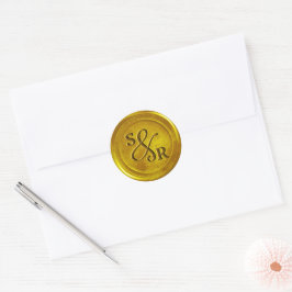 Geelgouden kleur wax seal sticker met initialen