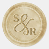 Geelgouden kleur wax seal sticker met initialen (Voorkant)