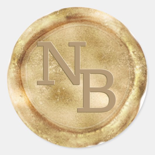 Geelgouden monogram Wax Seal Sticker (Voorkant)