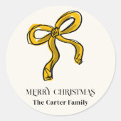 Geelgouden Waterverf Kerstboog schets Ronde Sticker (Voorkant)