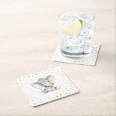 Geelgrijs Olifant Neutraal Baby shower Sprinkle Kartonnen Onderzetters (Insitu)