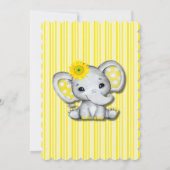 Geelgrijs Zonnebloem Olifant Baby shower Kaart (Achterkant)