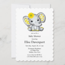 Geelgrijs Zonnebloem Olifant Baby shower
