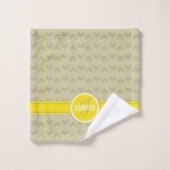 Geelgrijze chevron monogrammed naam bad handdoek (Wasdoekje)