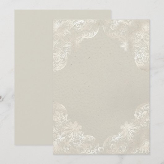 Geelgrijze vintage vergulde witte blanco kaart (Voorkant / Achterkant)