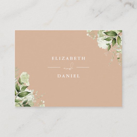 Geelgroen Bloemen Wishing Well Bruiloft Informatiekaartje (Achterkant)