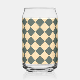 Geelgroen geruit diamantpatroon blikvorm glas