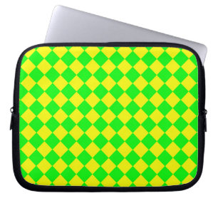Geelgroen geruit diamantpatroon laptop sleeve