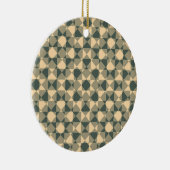 Geelgroen geruit diamantruitpatroon keramisch ornament (Rechts)