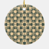 Geelgroen geruit diamantruitpatroon keramisch ornament (Achterkant)