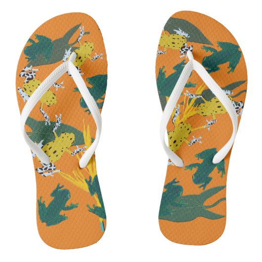 Geelgroen Kikkers Patroon Teenslippers (Voetbed)