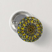 Geelgroen met de hand getekend Mandala-ontwerp Ronde Button 3,2 Cm (Voorkant /achterkant)