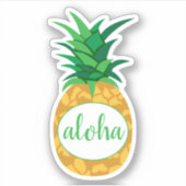 Geelgroene Aloha Ananas Uitgesneden Sticker (Voorkant)