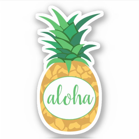 Geelgroene Aloha Ananas Uitgesneden Sticker (Voorkant)