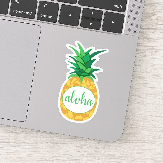 Geelgroene Aloha Ananas Uitgesneden Sticker (Detail)