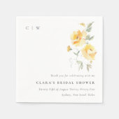 Geelgroene aquarel roos bloem bruiloftsshower servet (Voorkant)