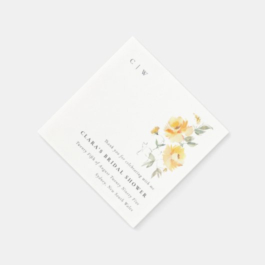 Geelgroene aquarel roos bloem bruiloftsshower servet (Hoek)