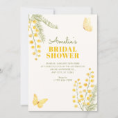 Geelgroene bloem vlinder bruidsdouche kaart (Voorkant)