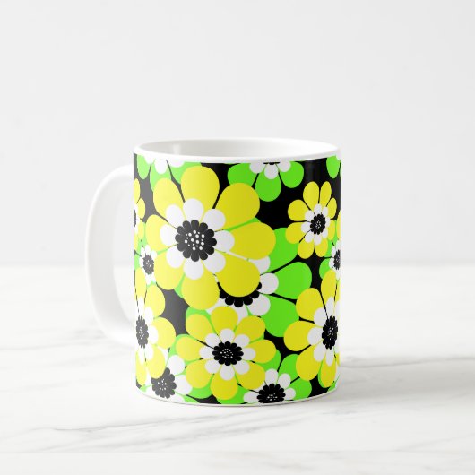 Geelgroene bloemen koffiemok (Voorkant links)