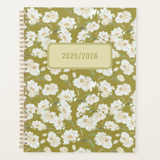 Geelgroene bloemencrème planner (Voorkant)