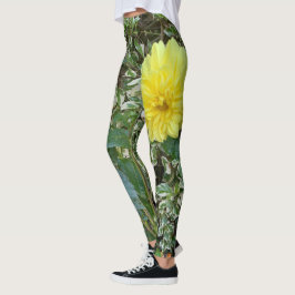 Geelgroene Dahlia Leggings