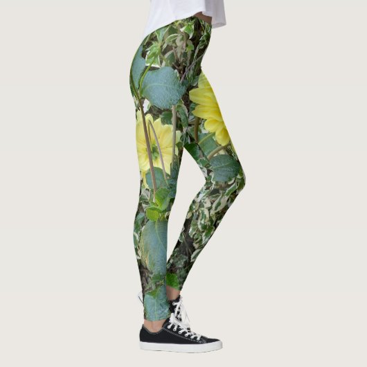 Geelgroene Dahlia Leggings (Rechts)