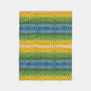 Geelgroene geometrische golfpatroon fleece deken