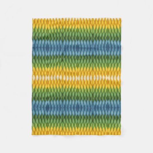 Geelgroene geometrische golfpatroon fleece deken (Voorkant)