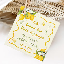 Geelgroene Hoofd Pers Bruidsdouche Citroen Bedankjes Labels