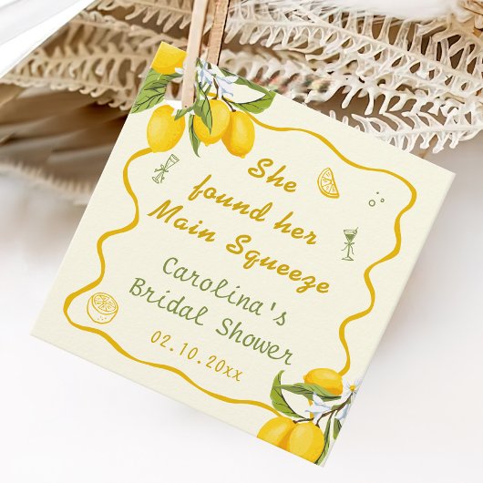 Geelgroene Hoofd Pers Bruidsdouche Citroen Bedankjes Labels