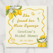 Geelgroene Hoofdsqueeze Bruidsdouche Citroen Bedankjes Labels (Voorkant)