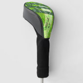 Geelgroene krassen, sporen, bamboebladeren? golfheadcover (Schuin)