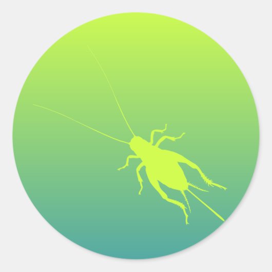 Geelgroene krekel ronde sticker (Voorkant)
