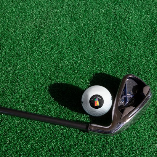 Geelgroene paarse Monogram letter A zwart wit Golfballen