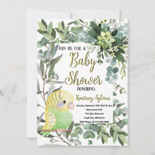 Geelgroene parkiet Vogel Waterverf Baby shower Kaart