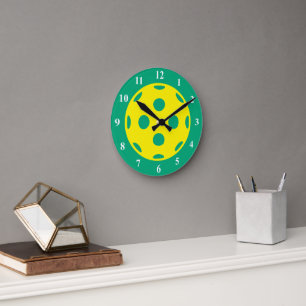 Geelgroene pickleball sport wandklok