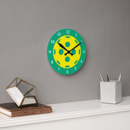 Geelgroene pickleball sport wandklok (Kantoor)