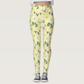 Geelgroene vlinders leggings (Voorkant)