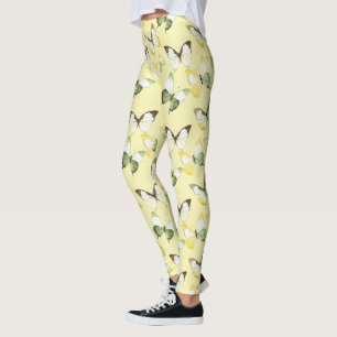Geelgroene vlinders leggings