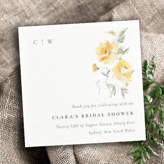 Geelgroene waterverf roos bruidsdouche servet