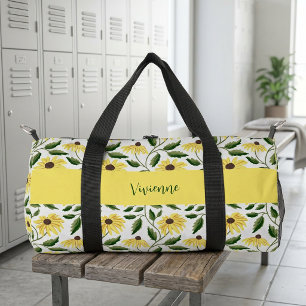 Geelgroene waterverf wilde bloem monogram plunjezak