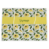 Geelgroene wilde bloem waterverf monogram naam groot cadeauzakje (Voorkant)