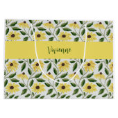 Geelgroene wilde bloem waterverf monogram naam groot cadeauzakje (Achterkant)
