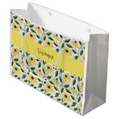Geelgroene wilde bloem waterverf monogram naam groot cadeauzakje (Voorkant Gekanteld)