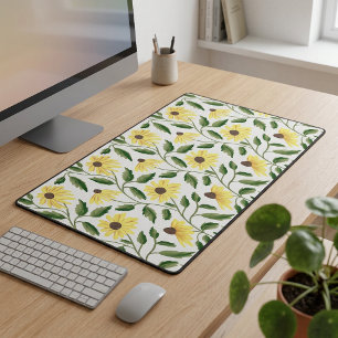Geelgroene zonnebloem aquarel wilde bloem bureaumat