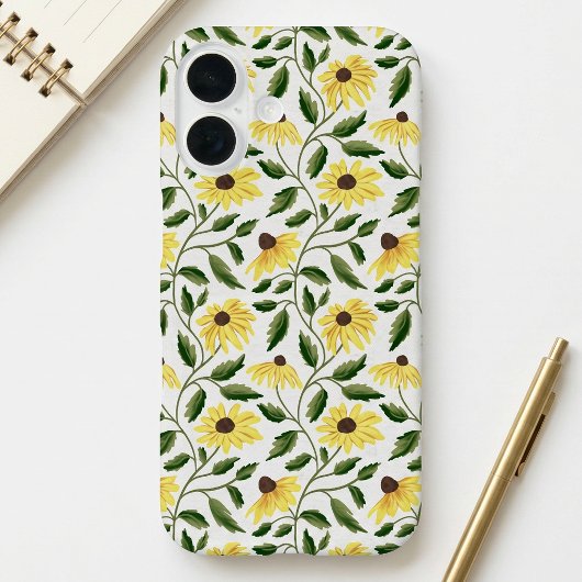 Geelgroene zonnebloem waterverf wilde bloem Case-Mate iPhone case