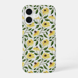Geelgroene zonnebloem waterverf wilde bloem iPhone 16 hoesje