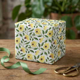 Geelgroene zonnebloem wilde bloem waterverf cadeaupapier
