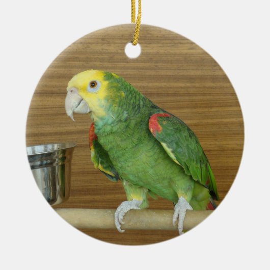 Geelkopte Amazon Parrot Keramisch Ornament (Voorkant)